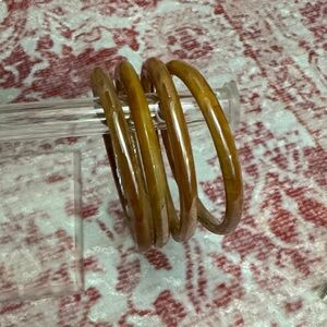 Set of 4 Amber Resin Bangle Bracelets